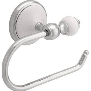 NEW Modern Toilet Paper Holder Polished Chrome and White Easy Clip 126647